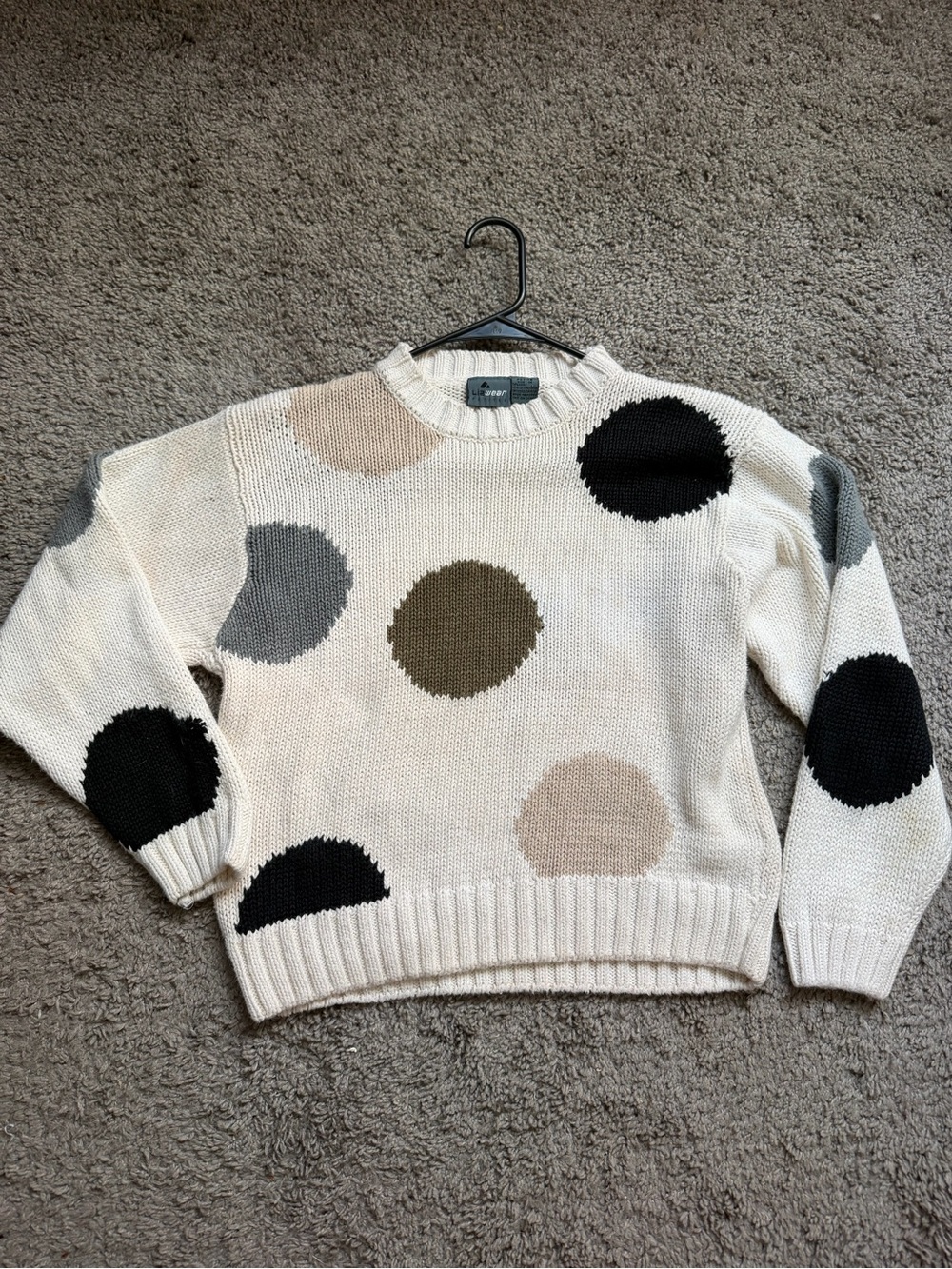 Vintage LizWear Neutral Polka Dot Crewneck Sweater - Ivory